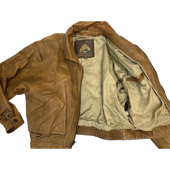 Vintage Brown Leather Bomber Jacket - Picture 4 of 10